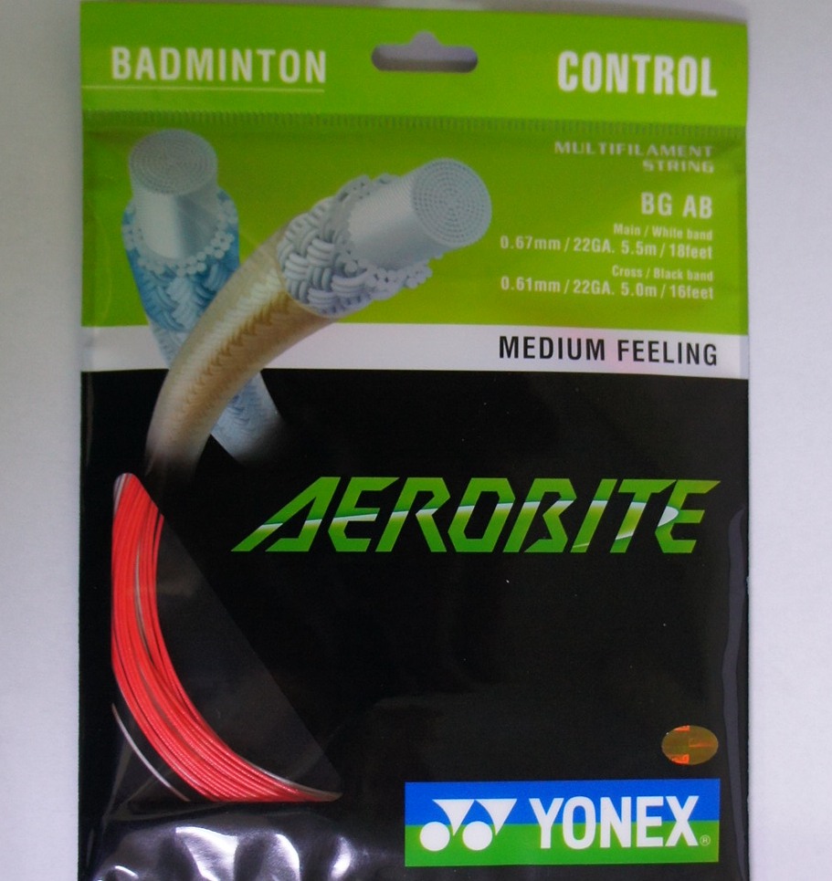 YONEX BG AB Aerobite Badminton String (2 Packs), Red/White